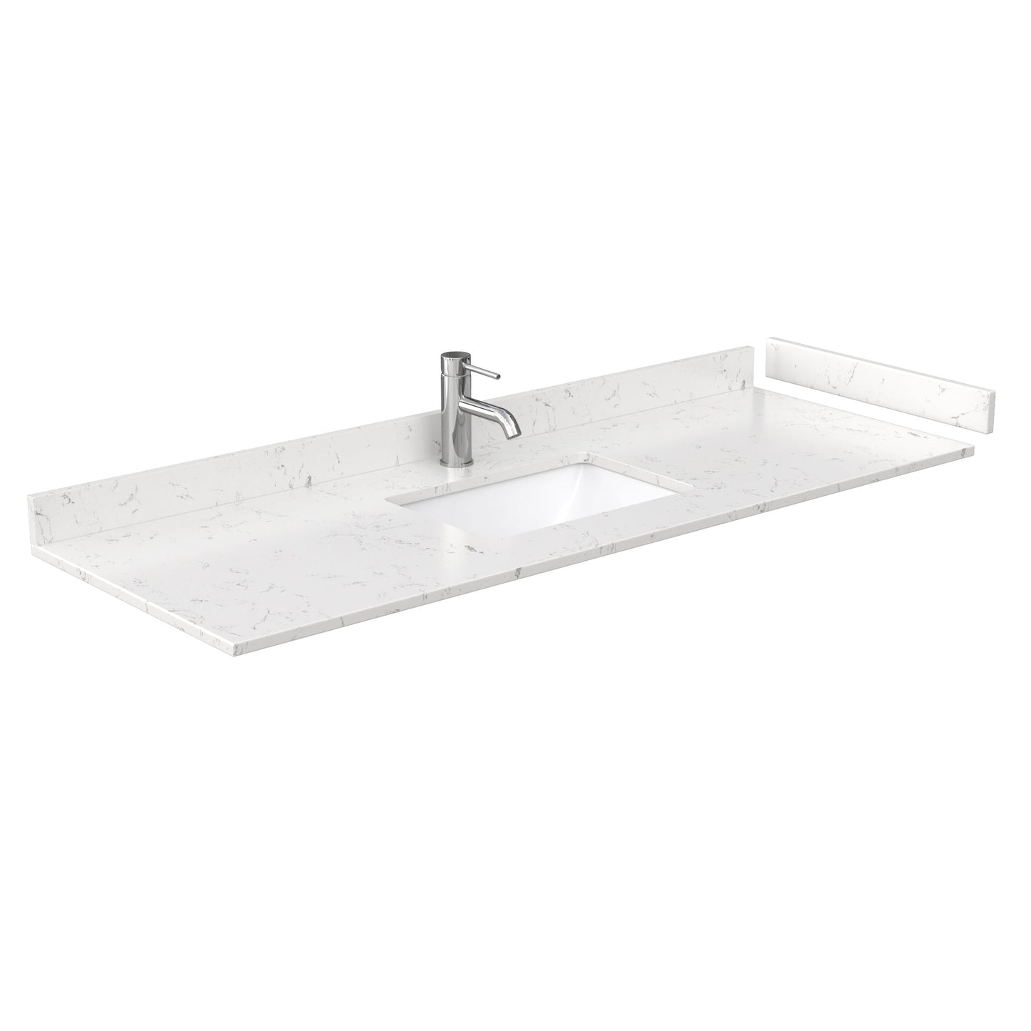 Wyndham Collection Sheffield 60" Single Bathroom Vanity in White, Carrara Cultured Marble Countertop, Undermount Square Sink, 58" Mirror