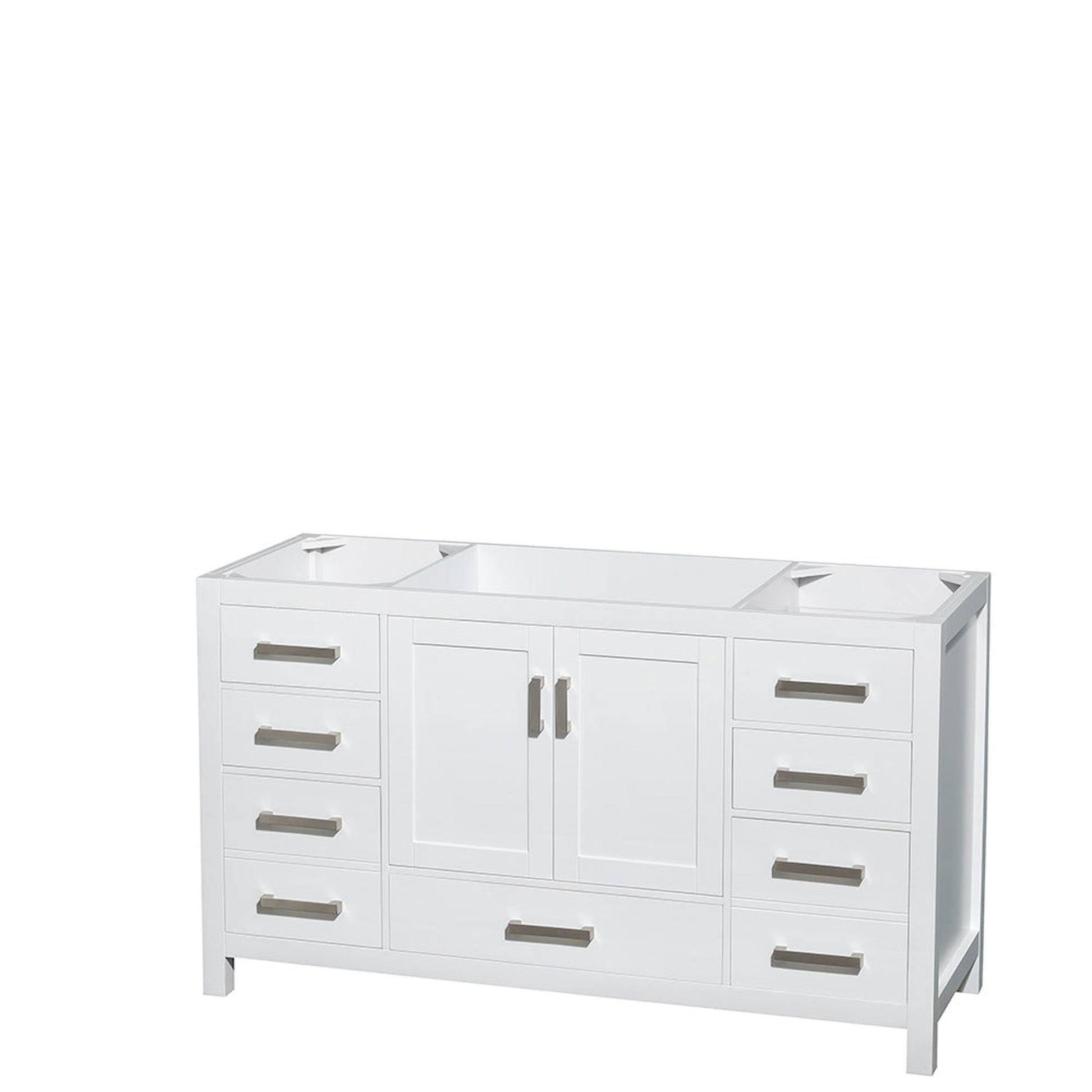 Wyndham Collection Sheffield 60" Single Bathroom Vanity in White, No Countertop, No Sink, and No Mirror