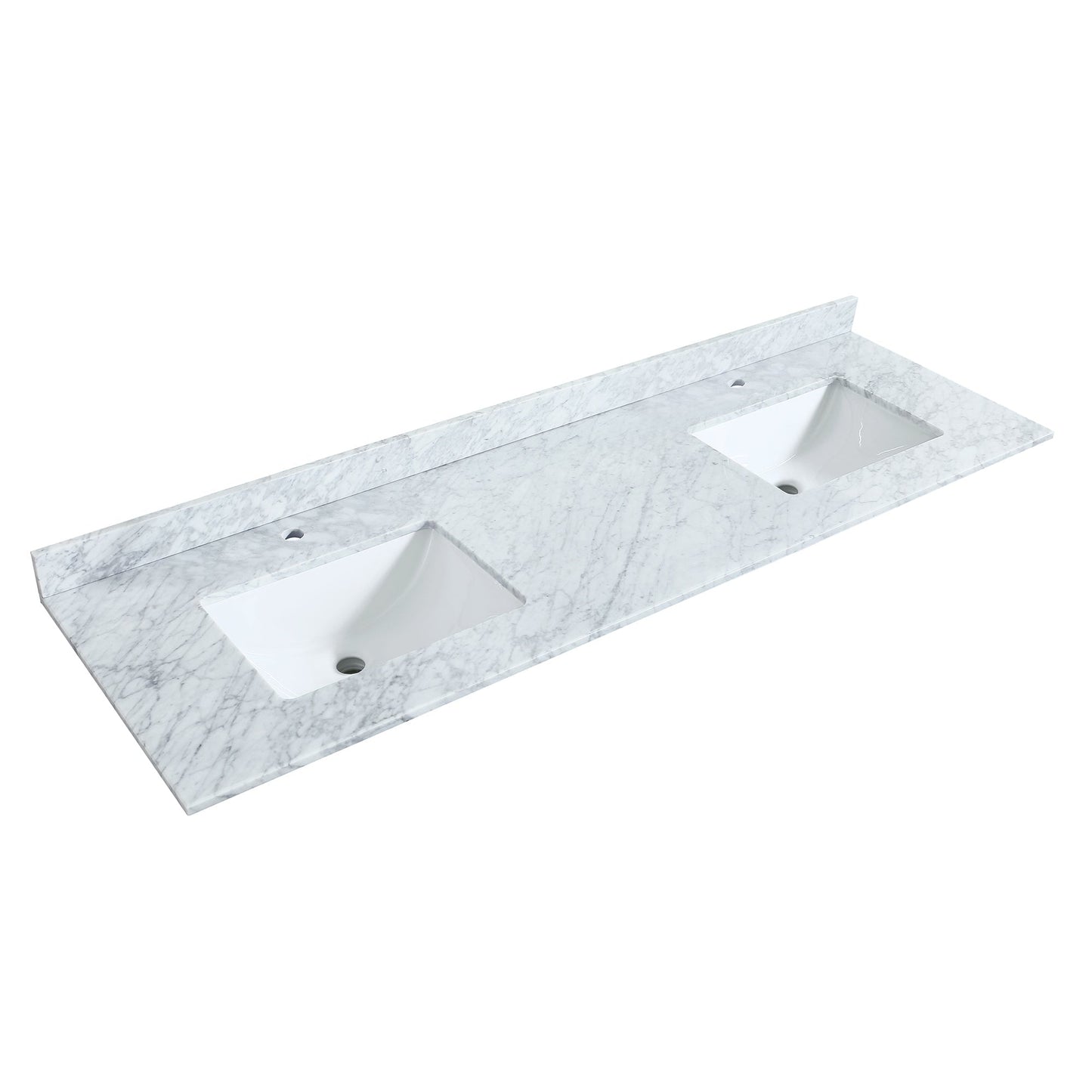 Wyndham Collection Sheffield 72" Double Bathroom Vanity in Dark Gray, White Carrara Marble Countertop, Undermount Square Sinks, and 24" Mirror