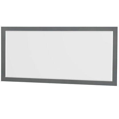 Wyndham Collection Sheffield 72" Double Bathroom Vanity in Dark Gray, White Quartz Countertop, Undermount Square Sinks, 70" Mirror