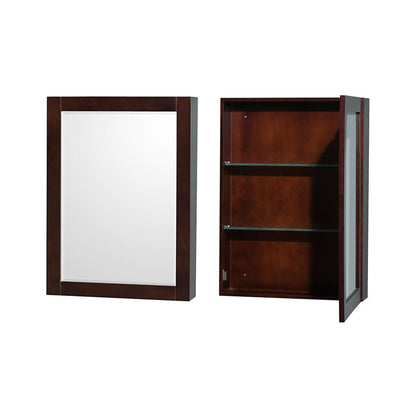 Wyndham Collection Sheffield 72" Double Bathroom Vanity in Espresso, White Cultured Marble Countertop, Undermount Square Sinks, Medicine Cabinet