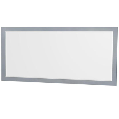 Wyndham Collection Sheffield 72" Double Bathroom Vanity in Gray, Carrara Cultured Marble Countertop, Undermount Square Sinks, 70" Mirror