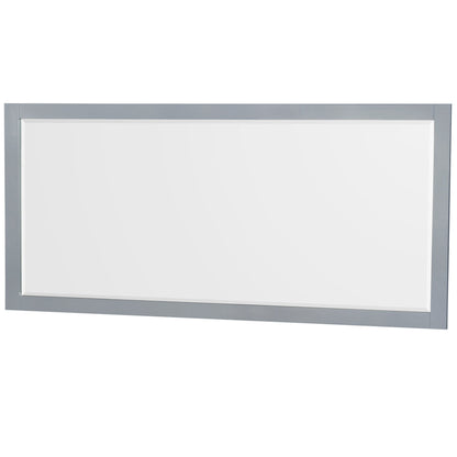 Wyndham Collection Sheffield 72" Double Bathroom Vanity in Gray, White Cultured Marble Countertop, Undermount Square Sinks, 70" Mirror