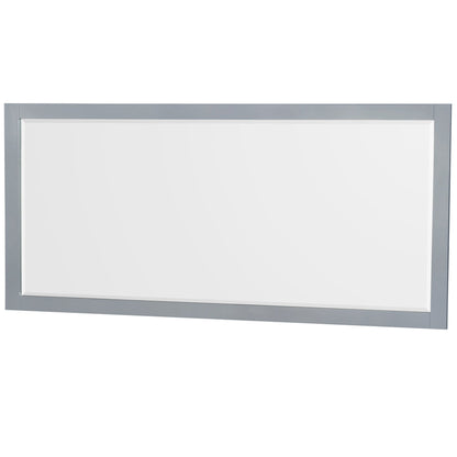 Wyndham Collection Sheffield 72" Double Bathroom Vanity in Gray, White Quartz Countertop, Undermount Square Sinks, 70" Mirror