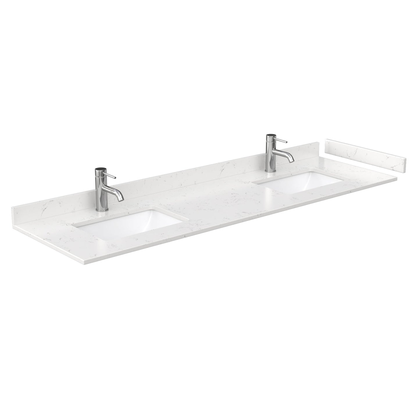 Wyndham Collection Sheffield 72" Double Bathroom Vanity in White, Carrara Cultured Marble Countertop, Undermount Square Sinks, No Mirror