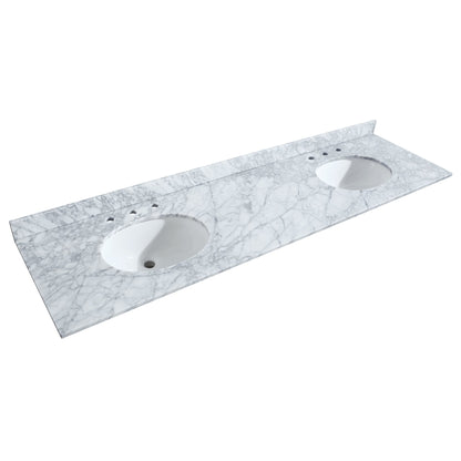 Wyndham Collection Sheffield 80" Double Bathroom Vanity in Dark Gray, White Carrara Marble Countertop, Undermount Oval Sinks, and No Mirror