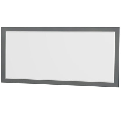 Wyndham Collection Sheffield 80" Double Bathroom Vanity in Dark Gray, White Carrara Marble Countertop, Undermount Square Sinks, and 70" Mirror