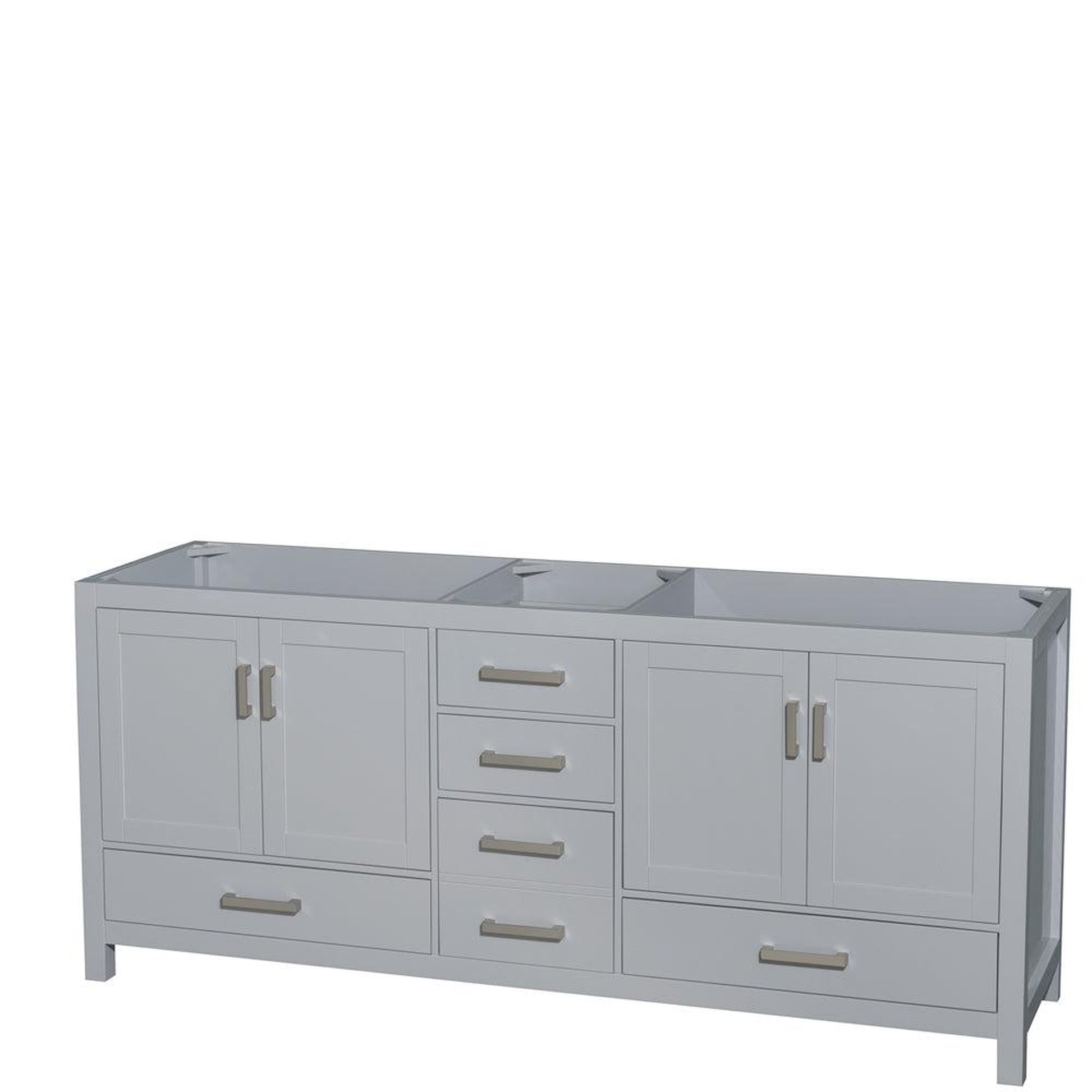 Wyndham Collection Sheffield 80" Double Bathroom Vanity in Gray, No Countertop, No Sink, and No Mirror