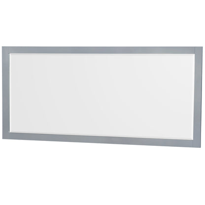 Wyndham Collection Sheffield 80" Double Bathroom Vanity in Gray, White Cultured Marble Countertop, Undermount Square Sinks, 70" Mirror