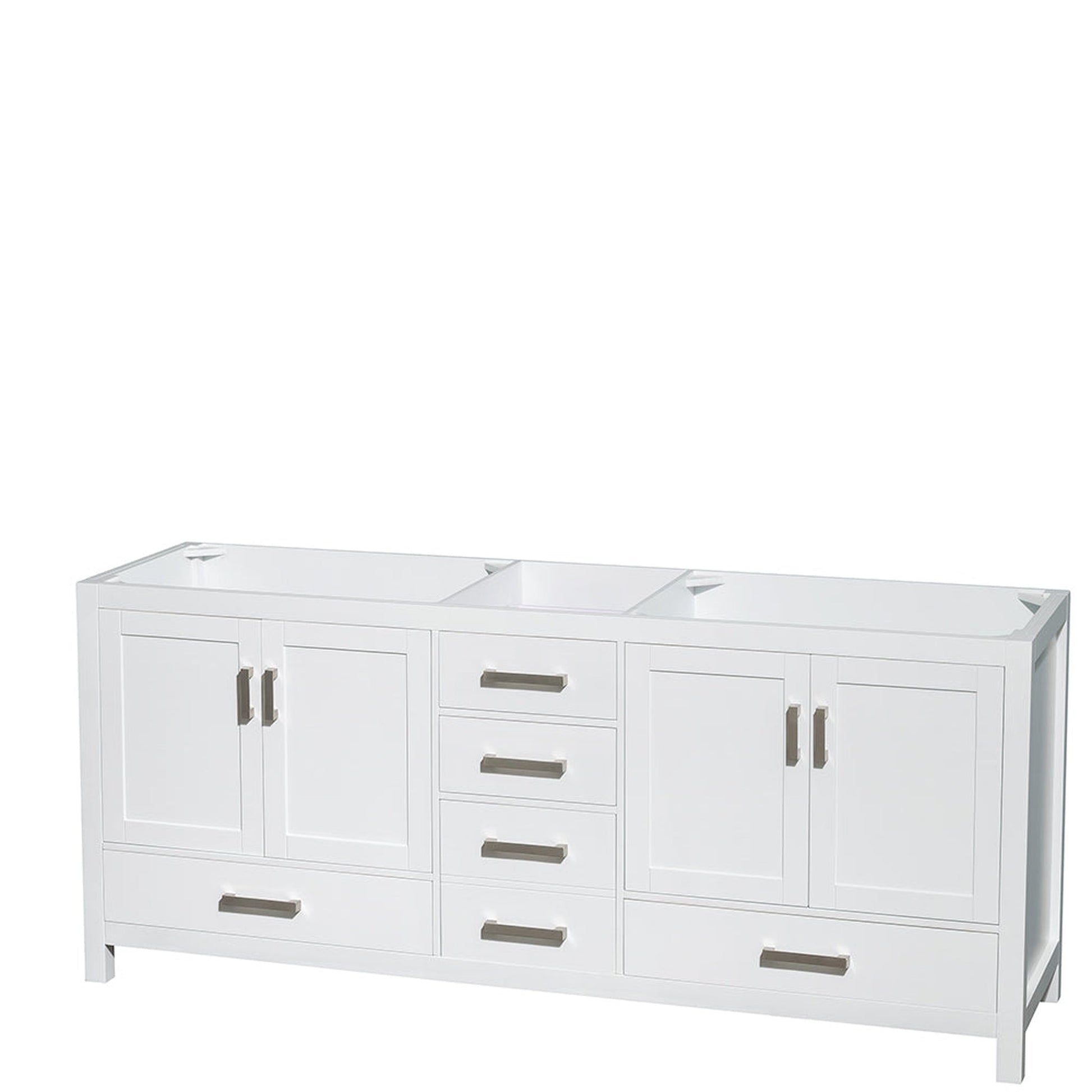 Wyndham Collection Sheffield 80" Double Bathroom Vanity in White, No Countertop, No Sinks, and No Mirror