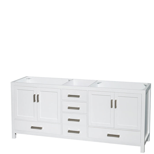 Wyndham Collection Sheffield 80" Double Bathroom Vanity in White, No Countertop, No Sinks, and No Mirror