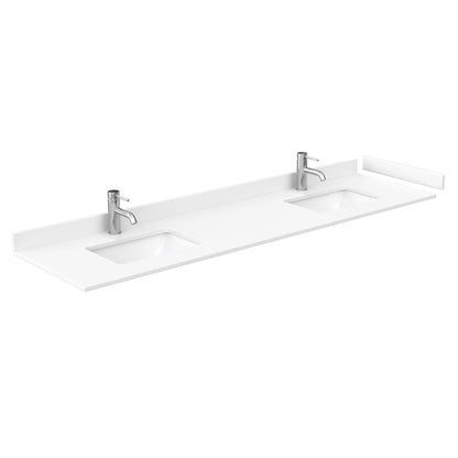 Wyndham Collection Sheffield 80" Double Bathroom Vanity in White, White Cultured Marble Countertop, Undermount Square Sinks, 70" Mirror