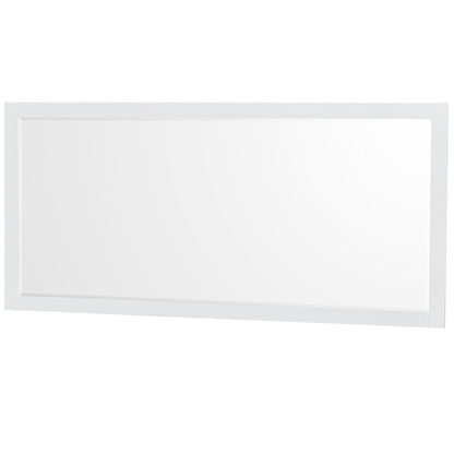 Wyndham Collection Sheffield 80" Double Bathroom Vanity in White, White Cultured Marble Countertop, Undermount Square Sinks, 70" Mirror