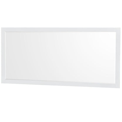 Wyndham Collection Sheffield 80" Double Bathroom Vanity in White, White Quartz Countertop, Undermount Square Sinks, 70" Mirror