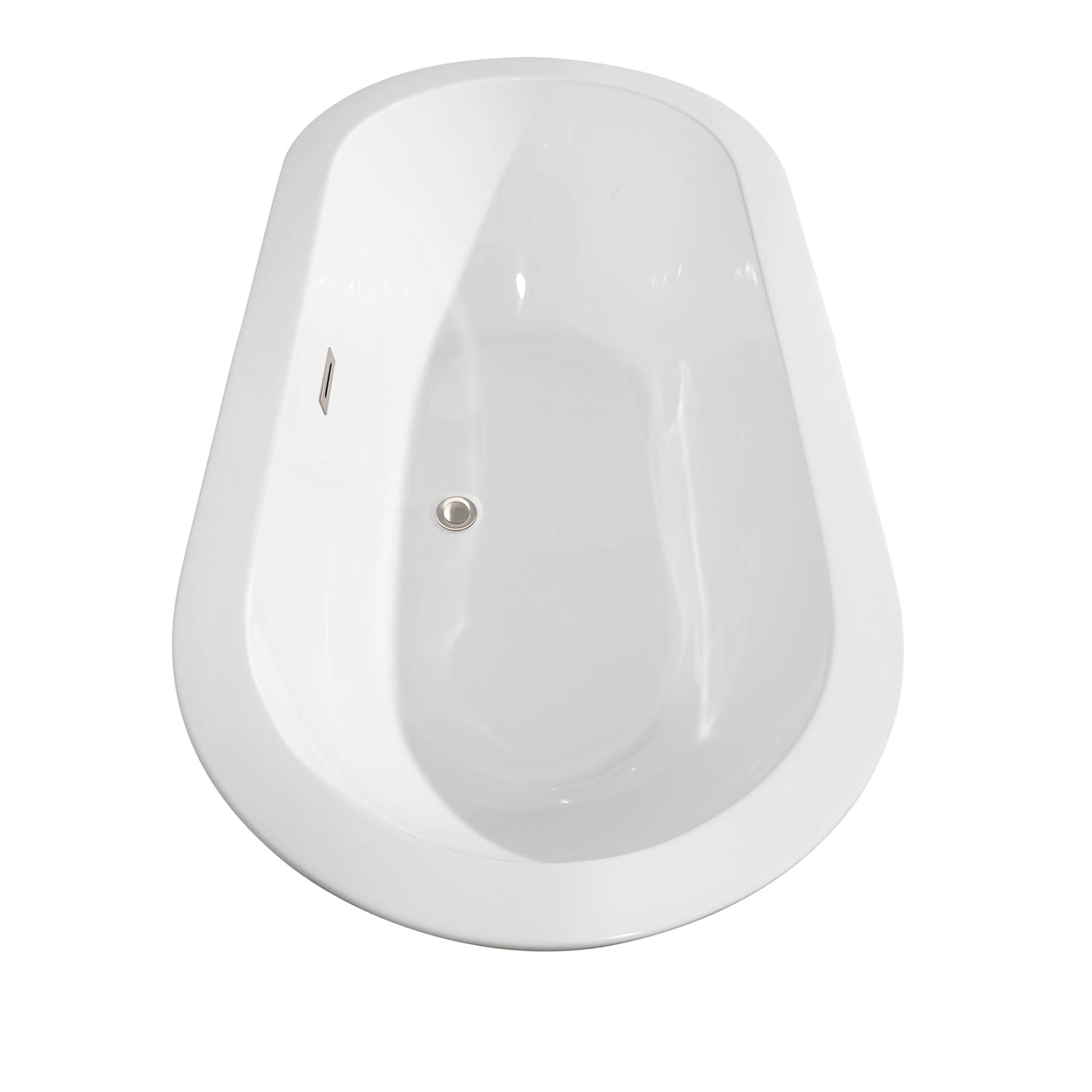 Wyndham Collection Soho 60" Freestanding Bathtub in White With Brushed Nickel Drain and Overflow Trim