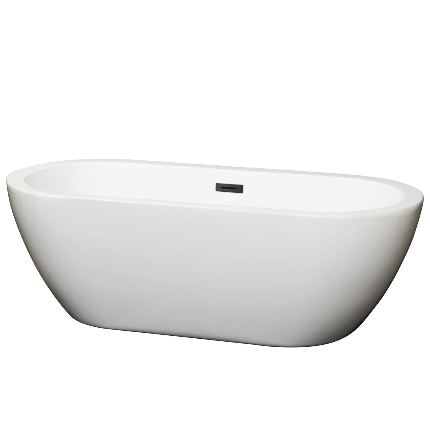 Wyndham Collection Soho 60" Freestanding Bathtub in White With Matte Black Drain and Overflow Trim