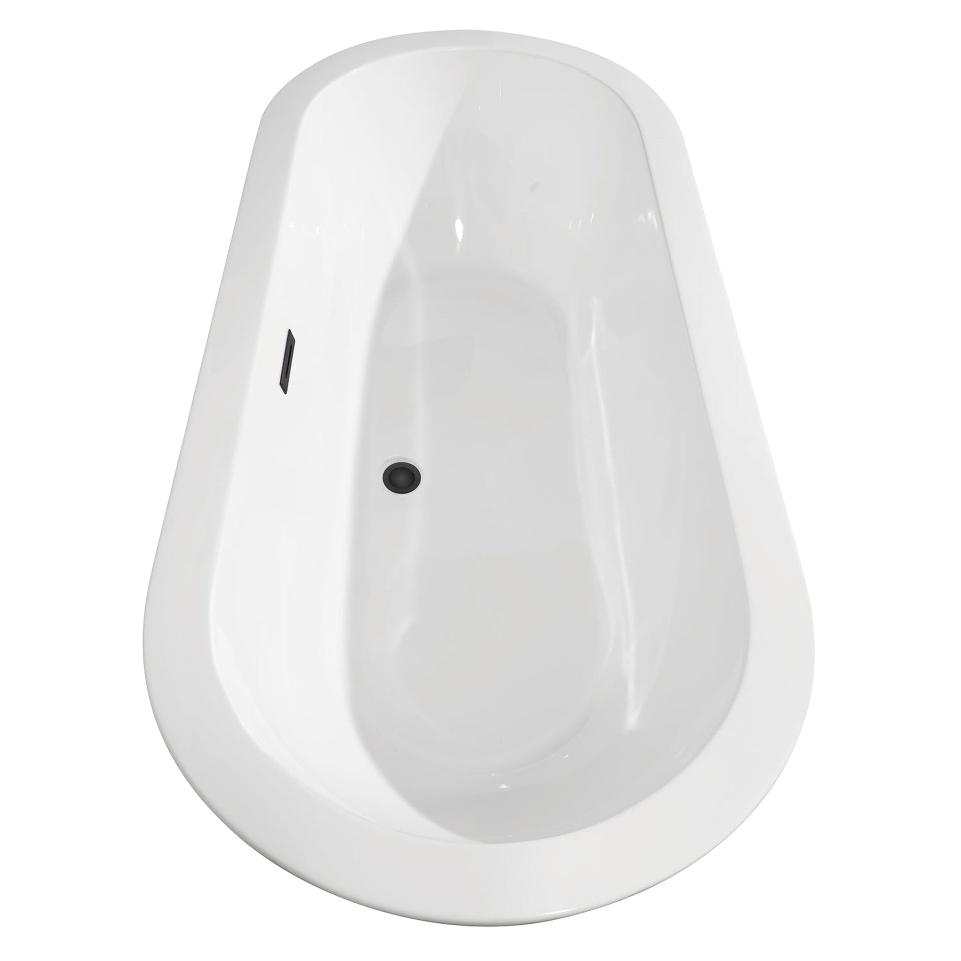 Wyndham Collection Soho 60" Freestanding Bathtub in White With Matte Black Drain and Overflow Trim