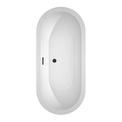 Wyndham Collection Soho 60" Freestanding Bathtub in White With Matte Black Drain and Overflow Trim