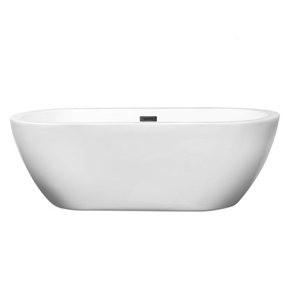 Wyndham Collection Soho 60" Freestanding Bathtub in White With Matte Black Drain and Overflow Trim