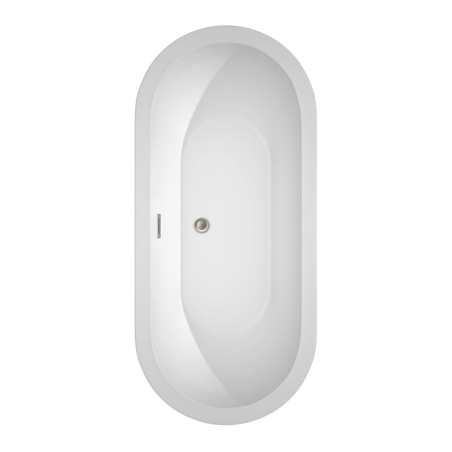 Wyndham Collection Soho 68" Freestanding Bathtub in White With Brushed Nickel Drain and Overflow Trim