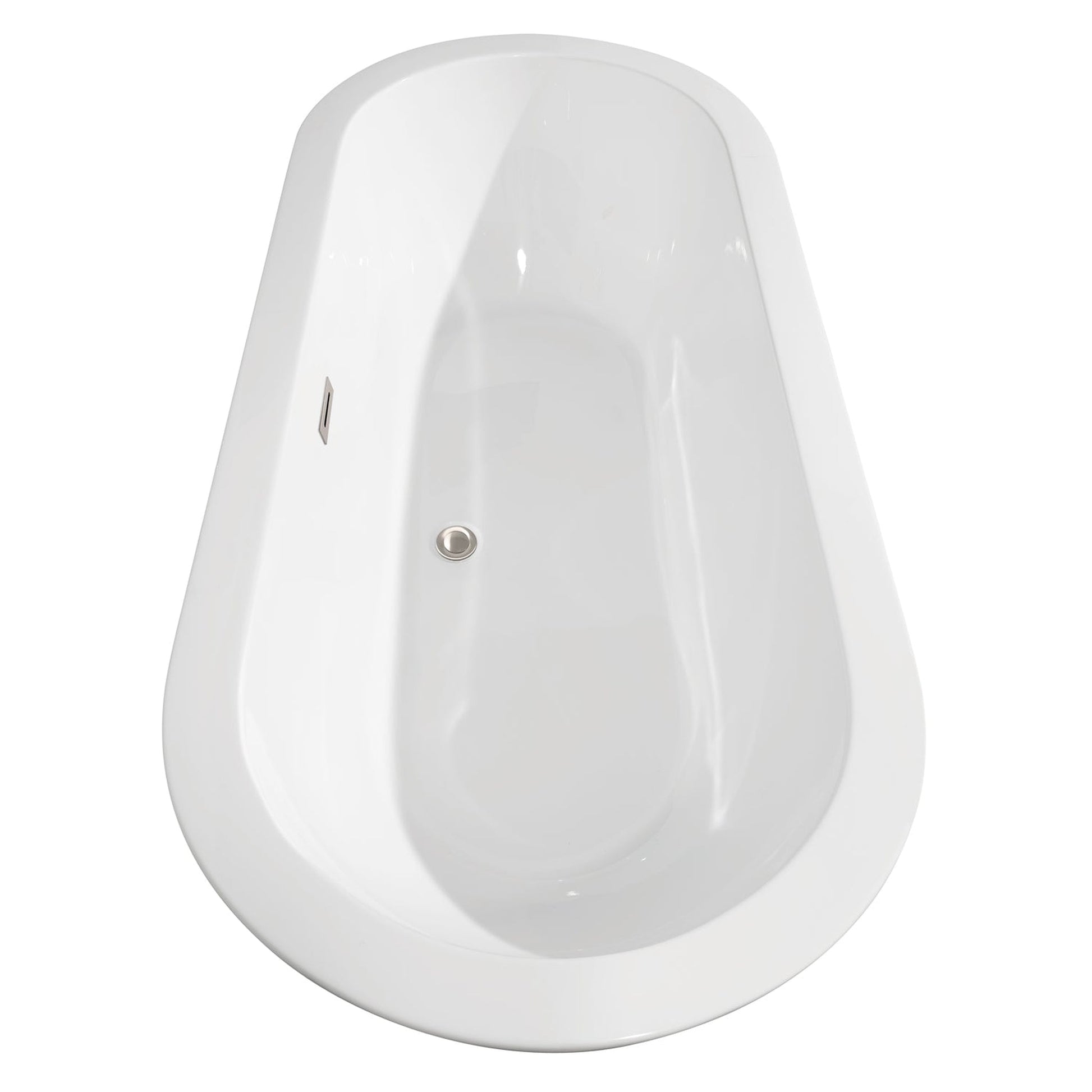 Wyndham Collection Soho 68" Freestanding Bathtub in White With Brushed Nickel Drain and Overflow Trim