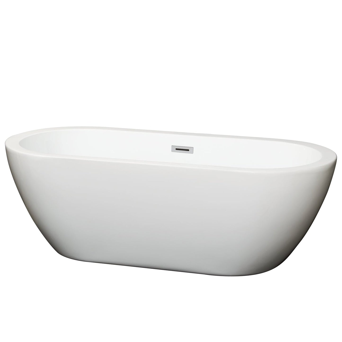 Wyndham Collection Soho 68" Freestanding Bathtub in White With Polished Chrome Drain and Overflow Trim
