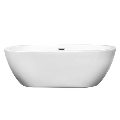 Wyndham Collection Soho 68" Freestanding Bathtub in White With Polished Chrome Drain and Overflow Trim