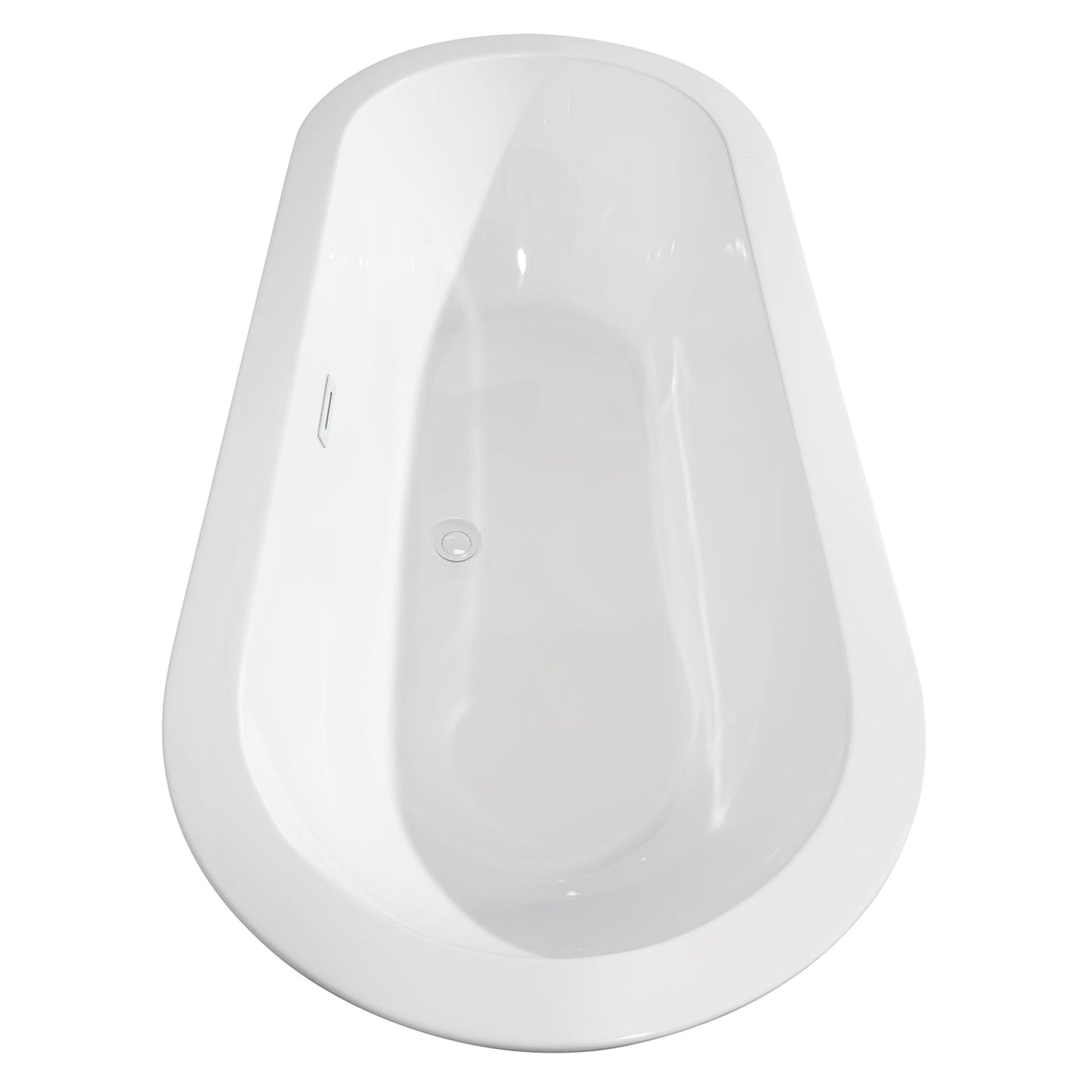 Wyndham Collection Soho 68" Freestanding Bathtub in White With Shiny White Drain and Overflow Trim