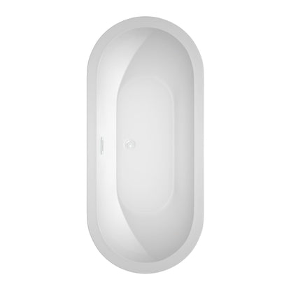 Wyndham Collection Soho 68" Freestanding Bathtub in White With Shiny White Drain and Overflow Trim