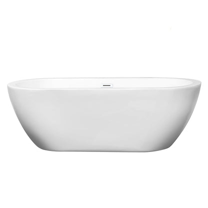 Wyndham Collection Soho 68" Freestanding Bathtub in White With Shiny White Drain and Overflow Trim