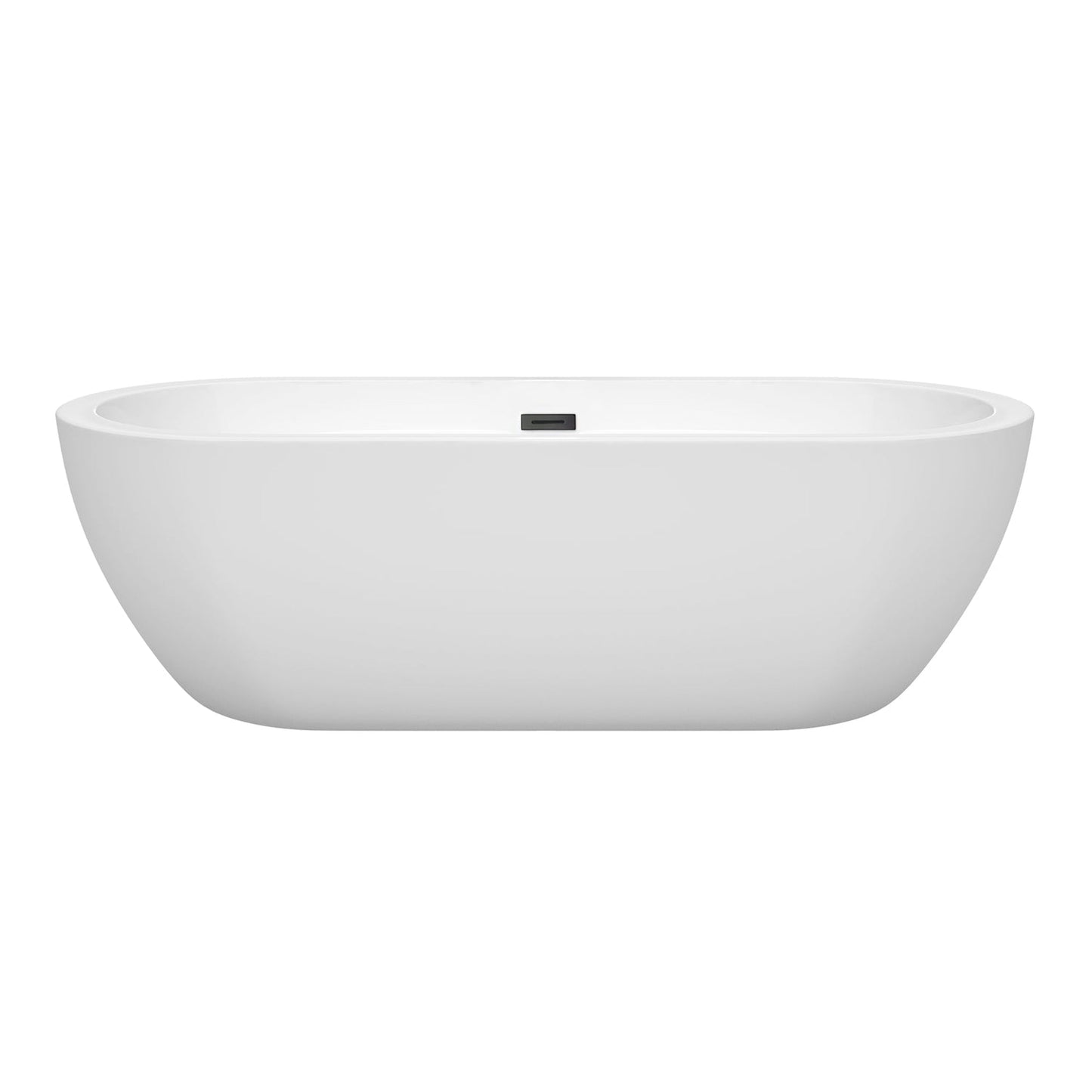 Wyndham Collection Soho 72" Freestanding Bathtub in White With Matte Black Drain and Overflow Trim