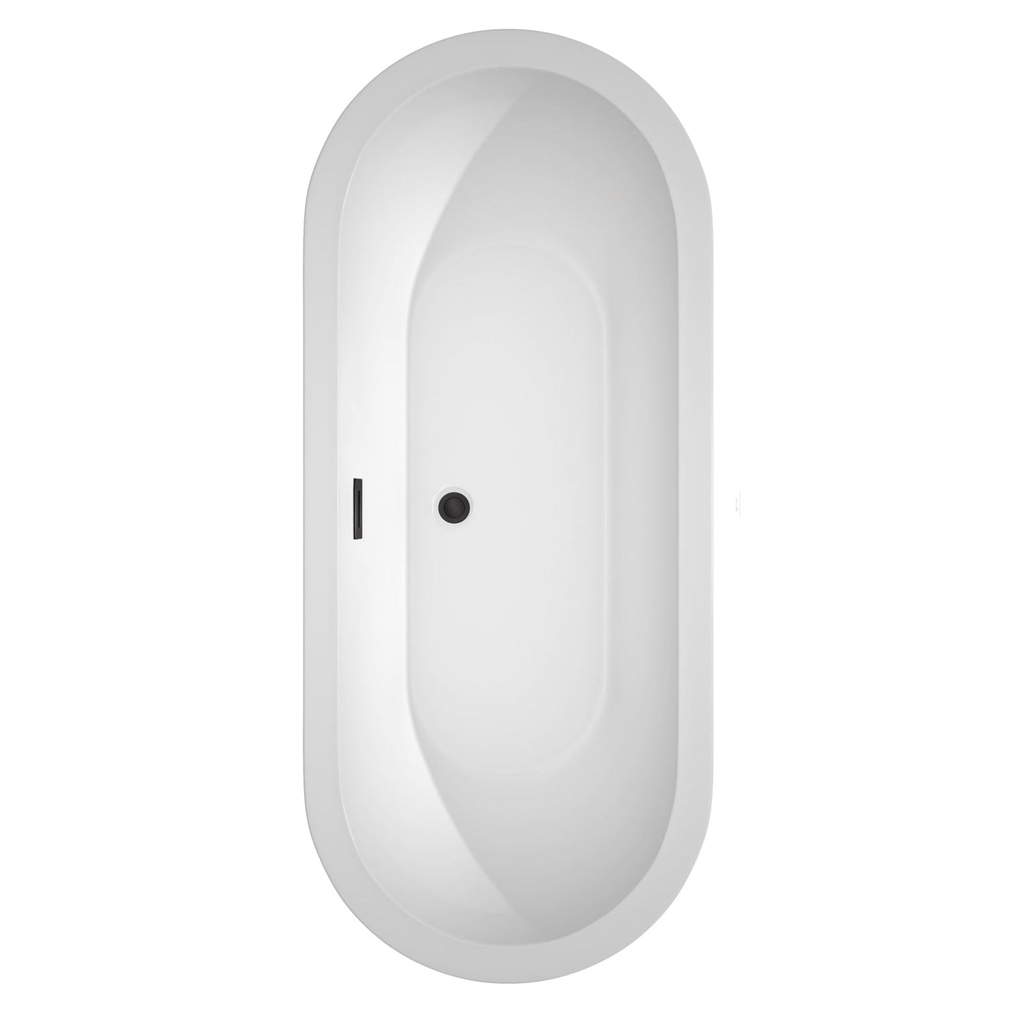 Wyndham Collection Soho 72" Freestanding Bathtub in White With Matte Black Drain and Overflow Trim