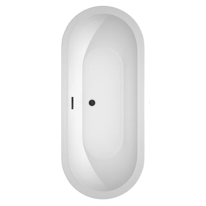 Wyndham Collection Soho 72" Freestanding Bathtub in White With Matte Black Drain and Overflow Trim