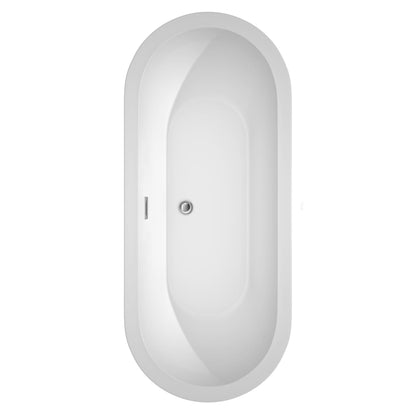 Wyndham Collection Soho 72" Freestanding Bathtub in White With Polished Chrome Drain and Overflow Trim