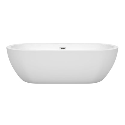 Wyndham Collection Soho 72" Freestanding Bathtub in White With Polished Chrome Drain and Overflow Trim