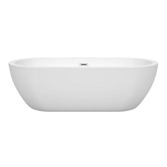 Wyndham Collection Soho 72" Freestanding Bathtub in White With Polished Chrome Drain and Overflow Trim