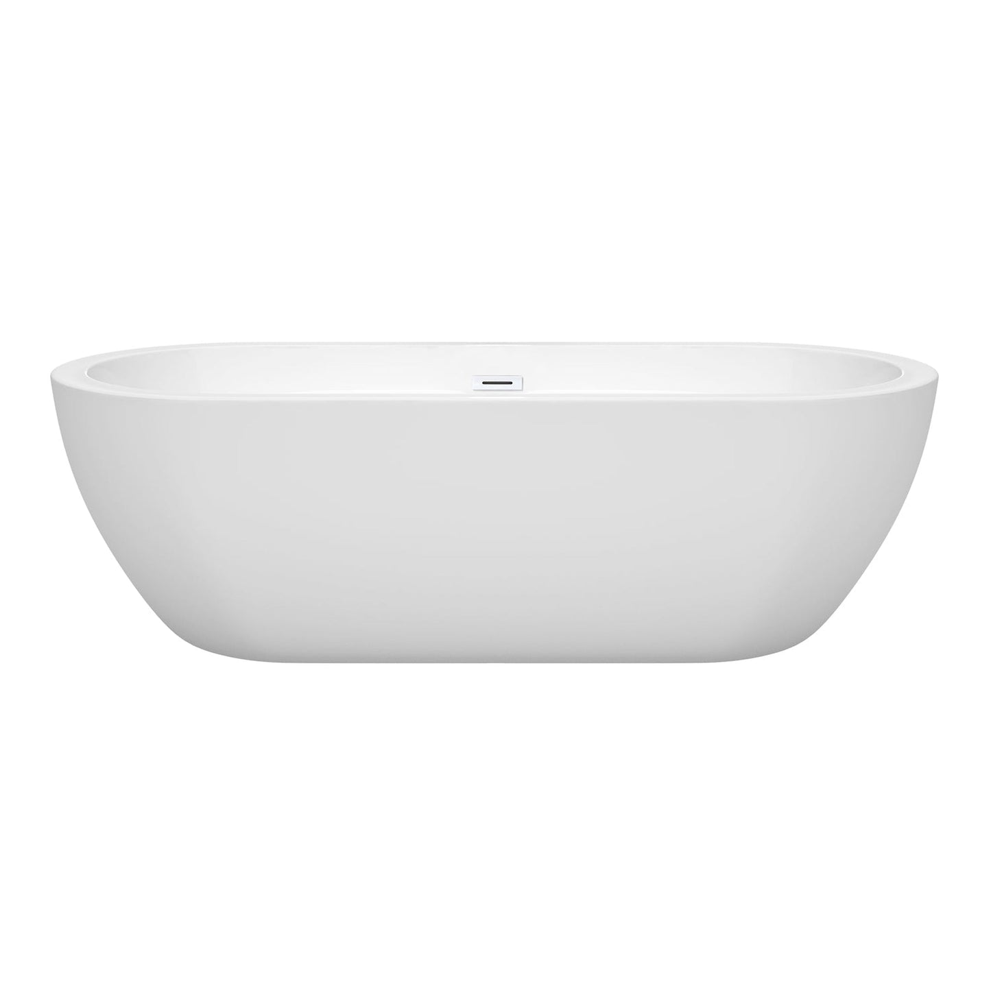 Wyndham Collection Soho 72" Freestanding Bathtub in White With Shiny White Drain and Overflow Trim