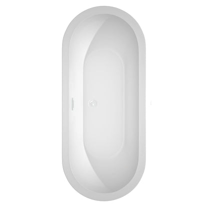 Wyndham Collection Soho 72" Freestanding Bathtub in White With Shiny White Trim and Floor Mounted Faucet in Brushed Gold