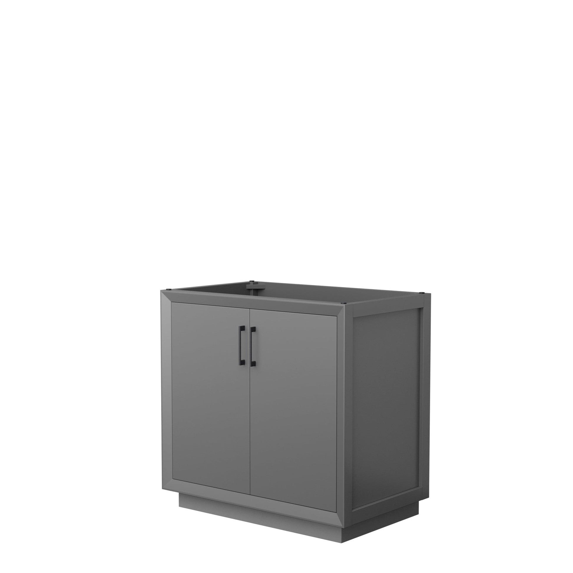 Wyndham Collection Strada 36" Single Bathroom Vanity in Dark Gray, No Countertop, No Sink, Matte Black Trim