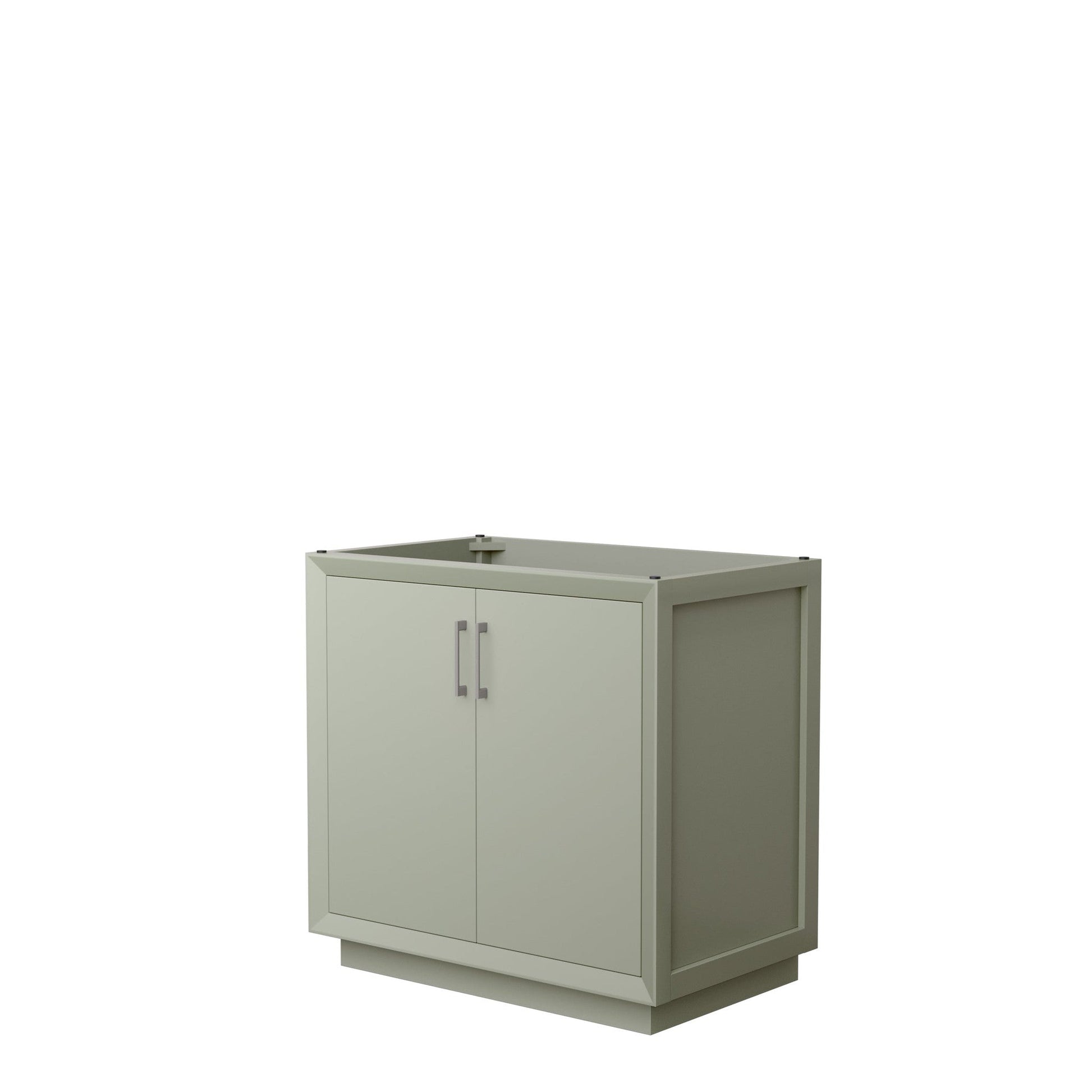 Wyndham Collection Strada 36" Single Bathroom Vanity in Light Green, No Countertop, No Sink, Brushed Nickel Trim