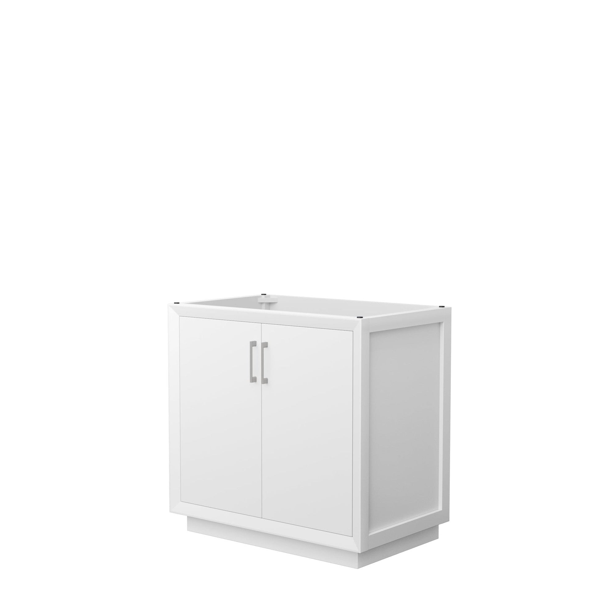 Wyndham Collection Strada 36" Single Bathroom Vanity in White, No Countertop, No Sink, Brushed Nickel Trim