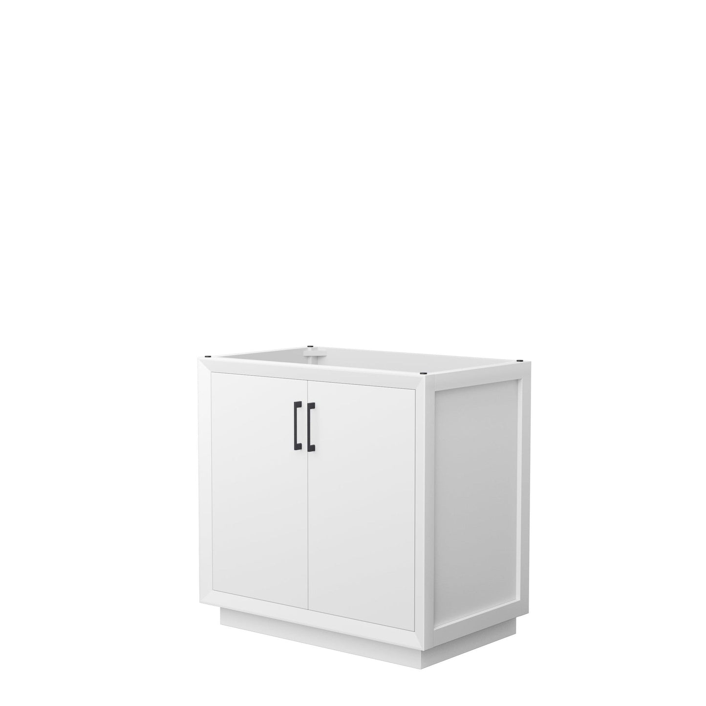 Wyndham Collection Strada 36" Single Bathroom Vanity in White, No Countertop, No Sink, Matte Black Trim