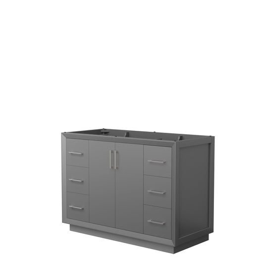 Wyndham Collection Strada 48" Single Bathroom Vanity in Dark Gray, No Countertop, No Sink, Brushed Nickel Trim