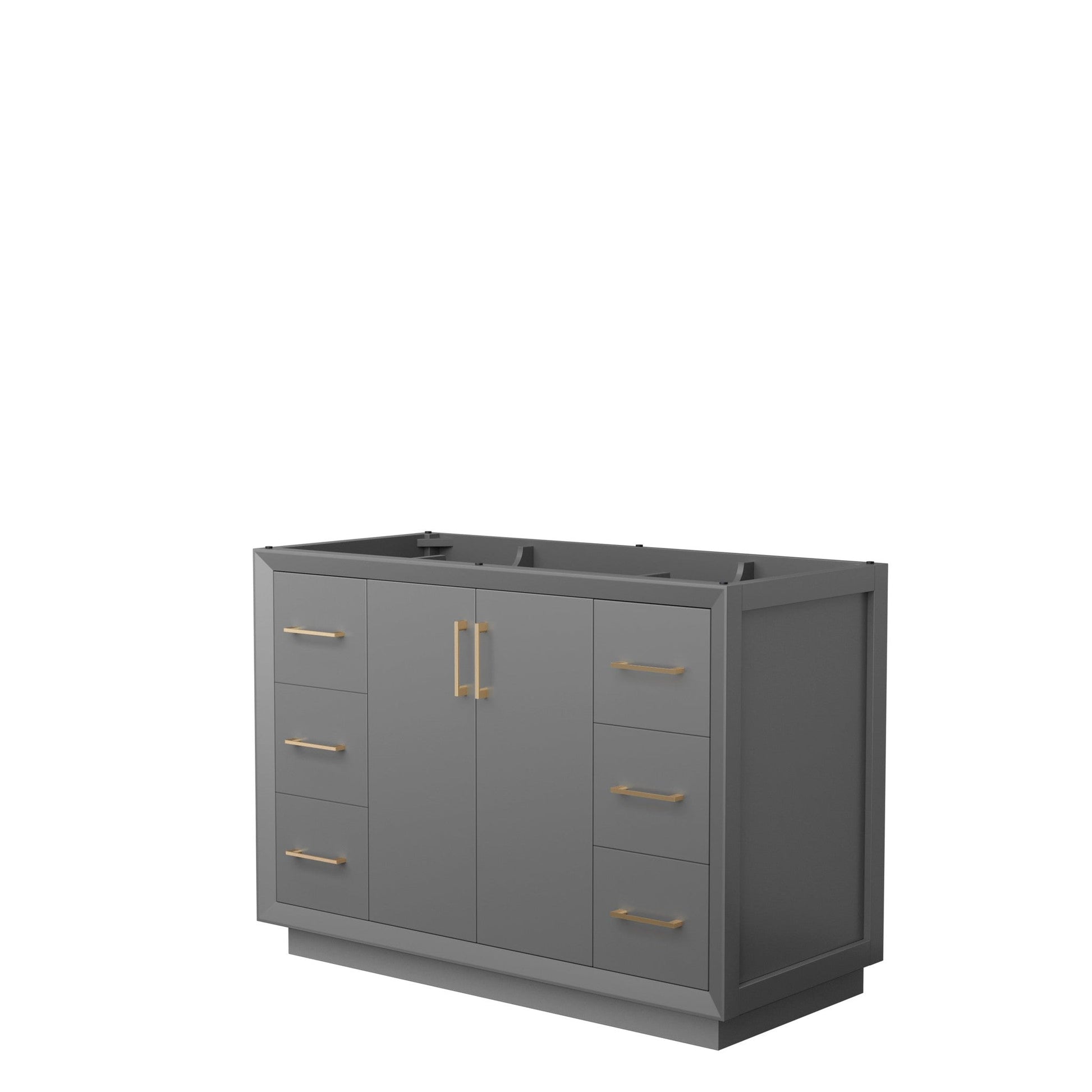 Wyndham Collection Strada 48" Single Bathroom Vanity in Dark Gray, No Countertop, No Sink, Satin Bronze Trim