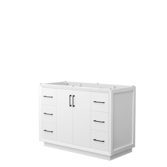 Wyndham Collection Strada 48" Single Bathroom Vanity in White, No Countertop, No Sink, Matte Black Trim