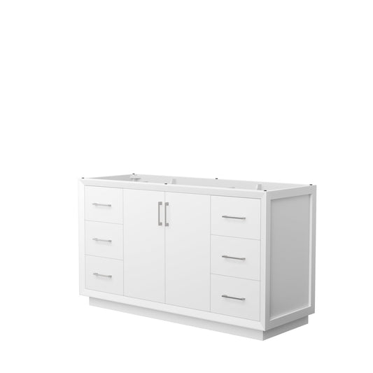 Wyndham Collection Strada 60" Single Bathroom Vanity in White, No Countertop, No Sink, Brushed Nickel Trim