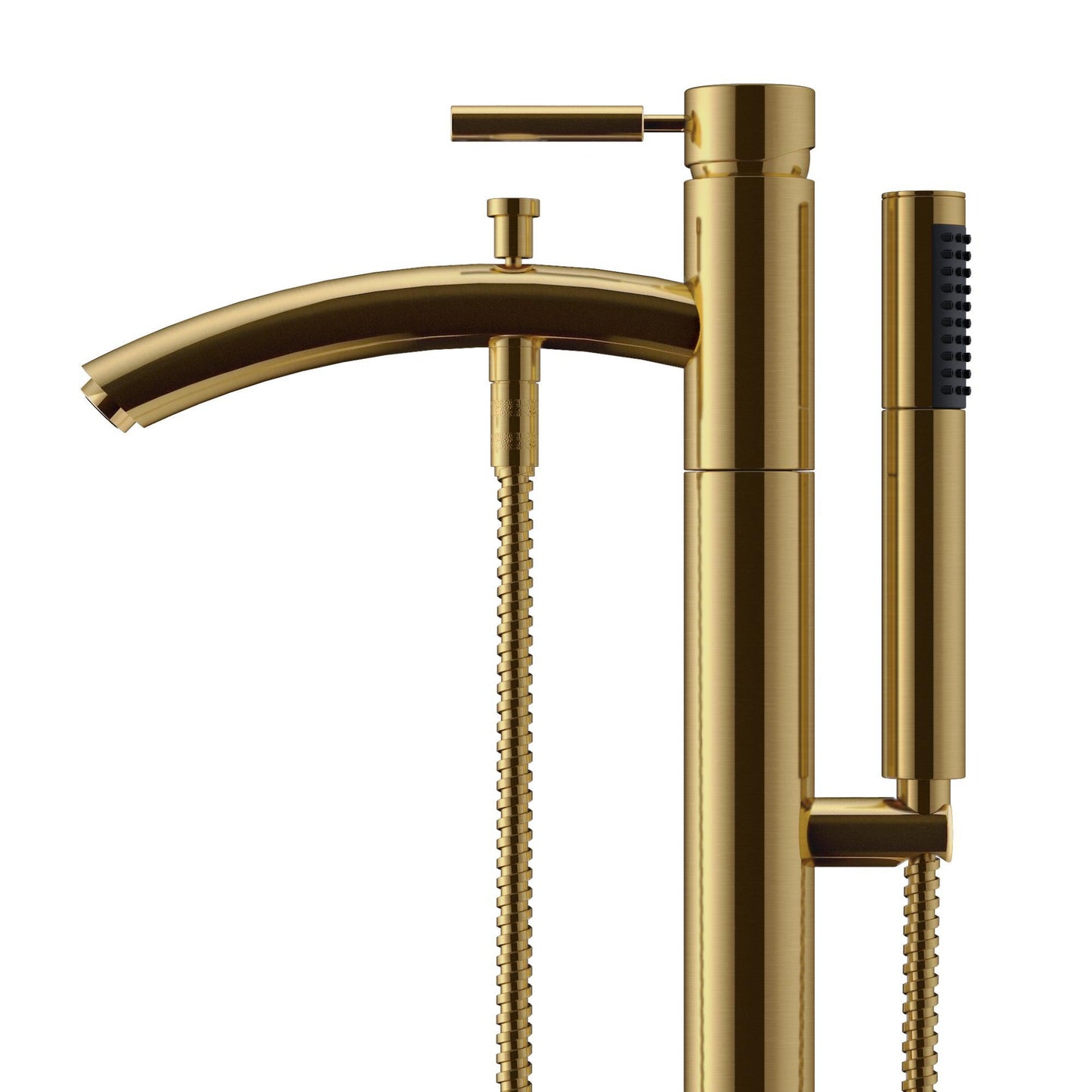 Wyndham Collection Taron Modern-Style Bathroom Tub Filler Faucet (Floor-mounted) in Brushed Gold