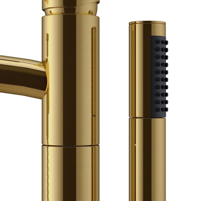 Wyndham Collection Taron Modern-Style Bathroom Tub Filler Faucet (Floor-mounted) in Brushed Gold