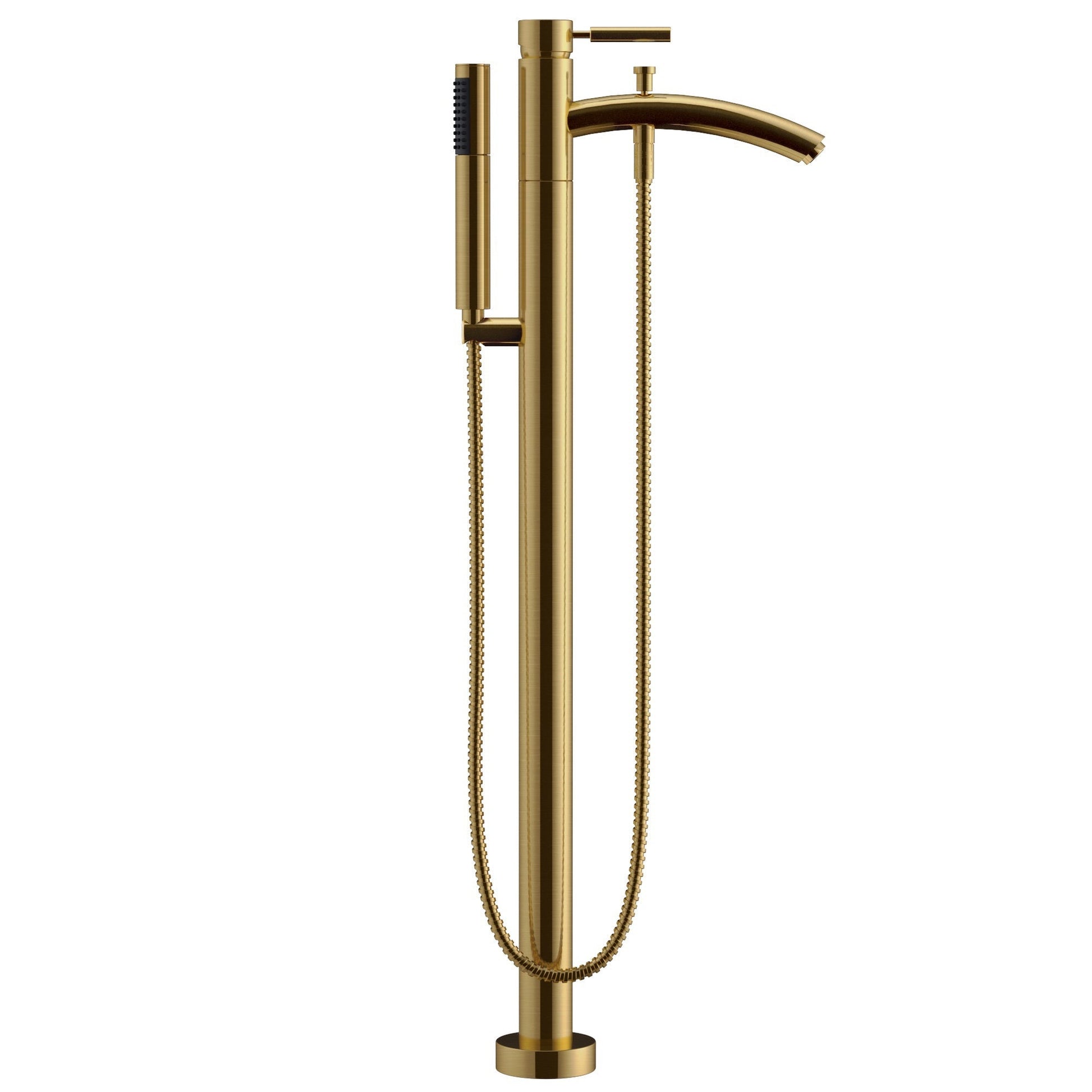 Wyndham Collection Taron Modern-Style Bathroom Tub Filler Faucet (Floor-mounted) in Brushed Gold