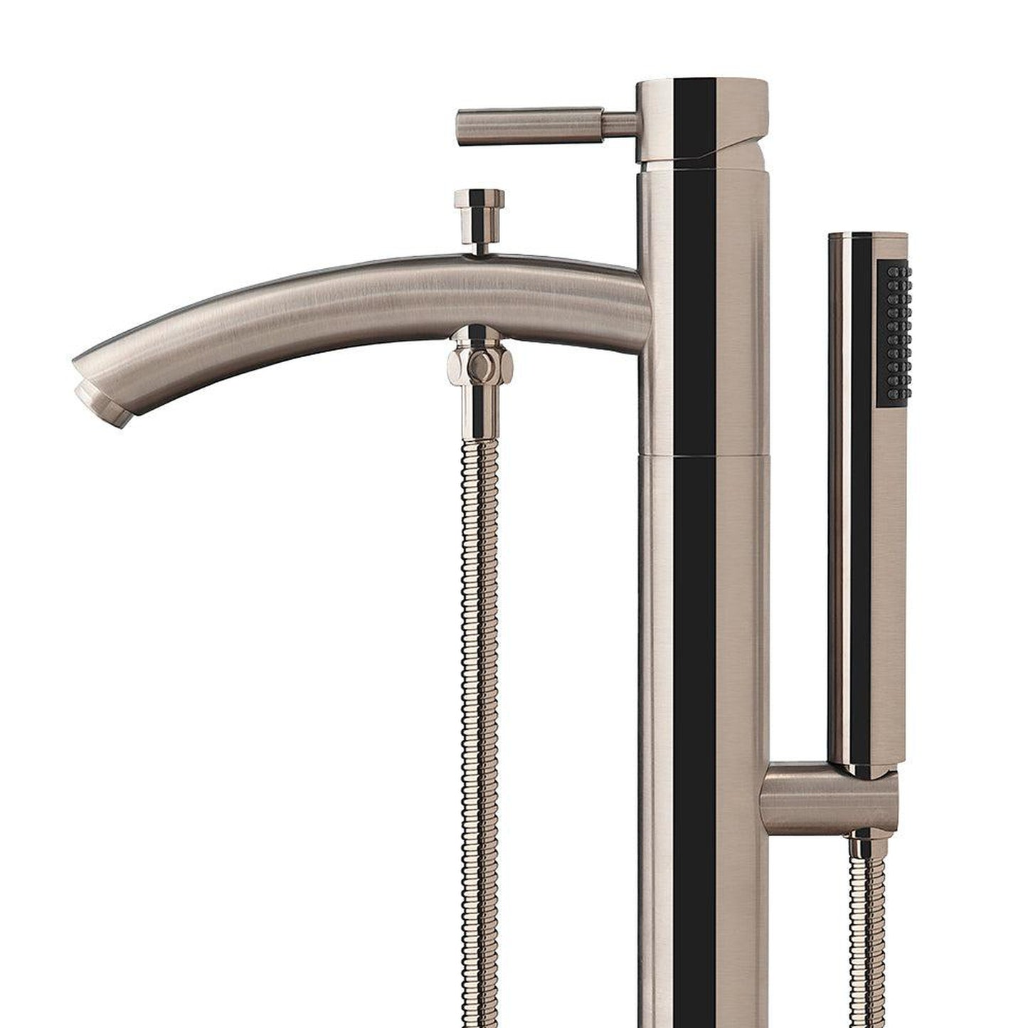 Wyndham Collection Taron Modern-Style Bathroom Tub Filler Faucet (Floor-mounted) in Brushed Nickel